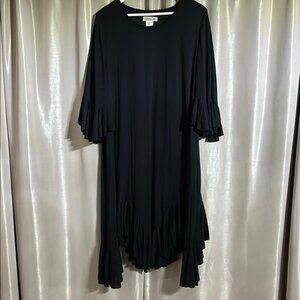 Chic Black Ruffle Long Sleeve Dress
